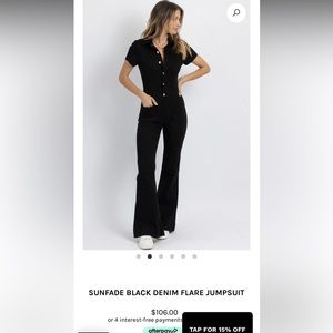 Sunfade black denim flare jumpsuit